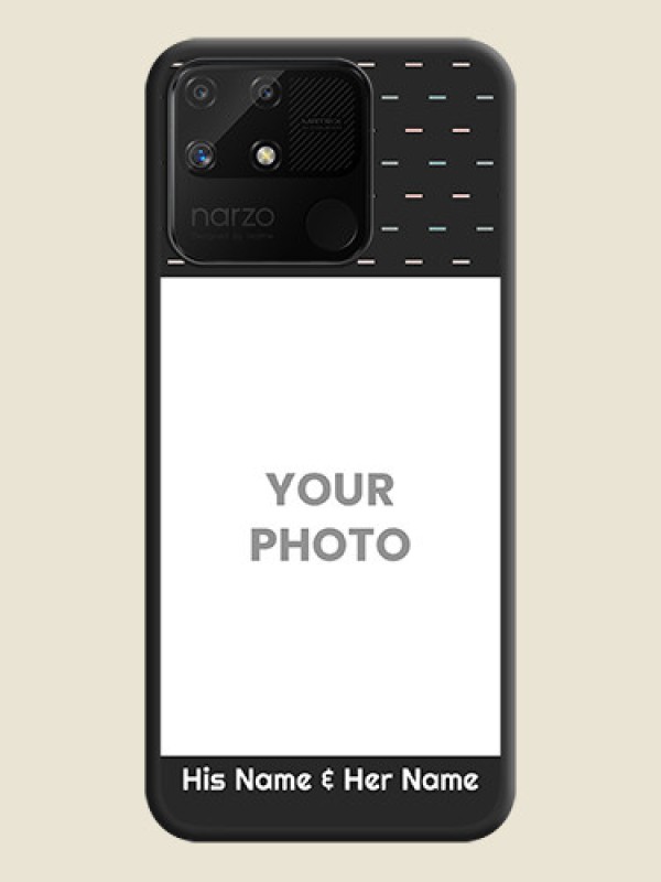 Custom Line Pattern Design with Text on Space Black Custom Soft Matte Phone Back Cover - Realme Narzo 50A - alternate view