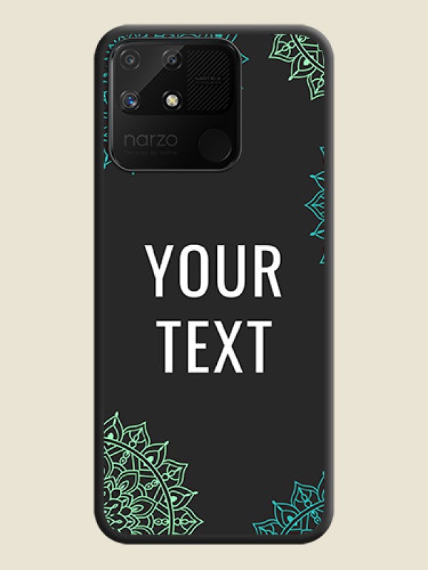 Custom Your Name with Floral Design on Space Black Custom Soft Matte Back Cover - Realme Narzo 50A - alternate view