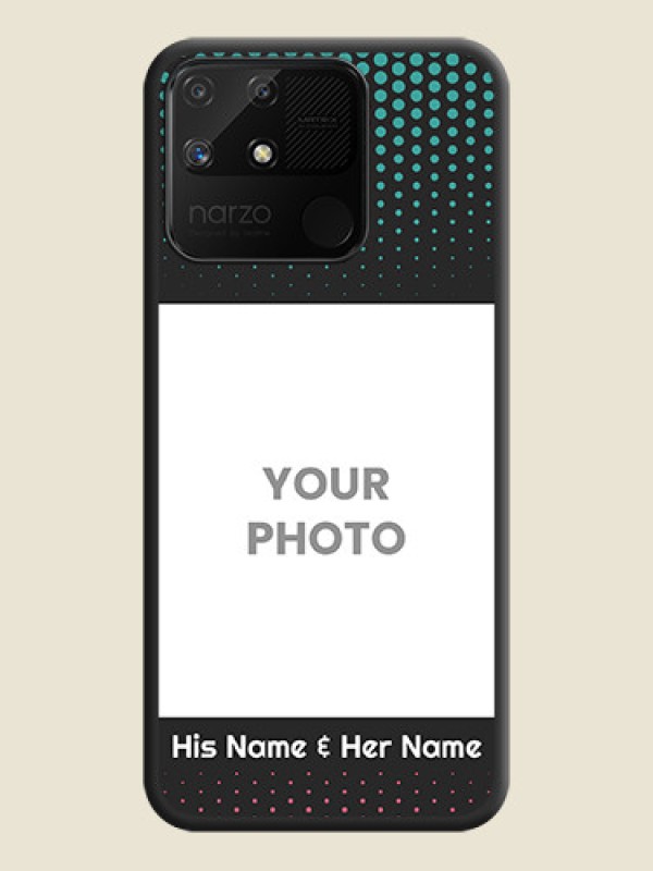 Custom Faded Dots with Grunge Photo Frame and Text on Space Black Custom Soft Matte Phone Cases - Realme Narzo 50A - alternate view