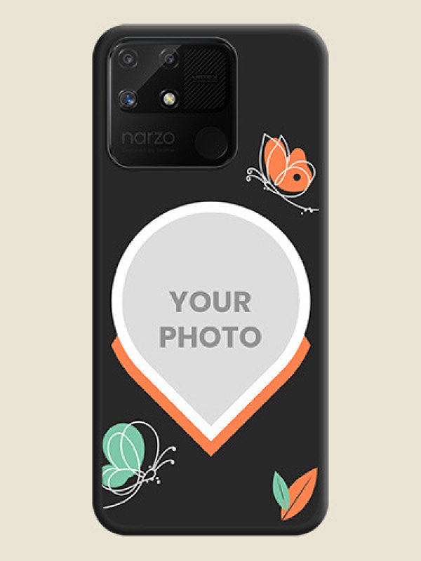 Custom Upload Pic With Simple Butterly Design On Space Black Personalized Soft Matte Phone Covers -Realme Narzo 50A - alternate view