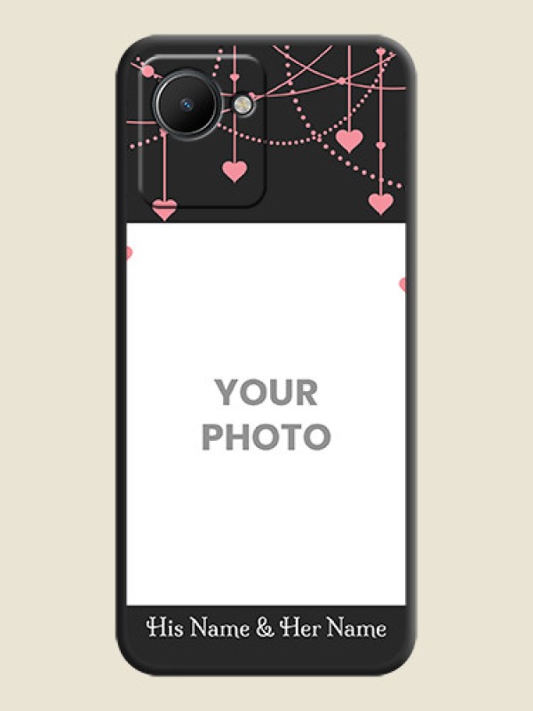 Custom Pink Love Hangings with Text on Space Black Custom Soft Matte Back Cover - Narzo 50i Prime - alternate view