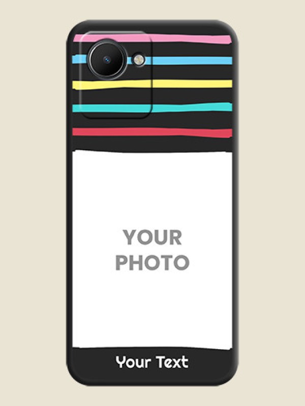 Custom Multicolor Lines with Image on Space Black Personalized Soft Matte Phone Covers - Narzo 50i Prime - alternate view