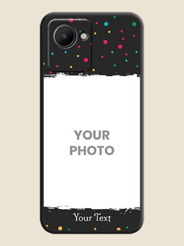 Custom Multicolor Dotted Pattern with Text on Space Black Custom Soft Matte Phone Back Cover - Narzo 50i Prime - alternate view