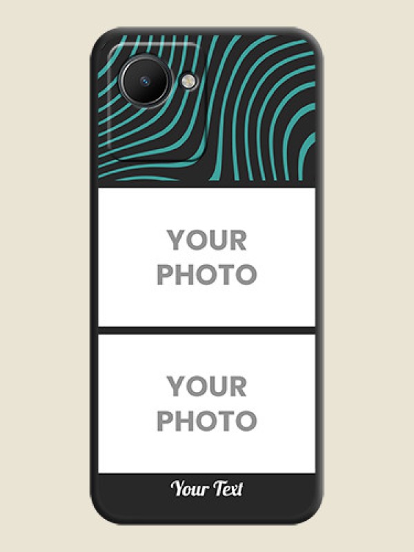 Custom Wave Pattern with 2 Image Holder on Space Black Personalized Soft Matte Phone Covers - Narzo 50i Prime - alternate view