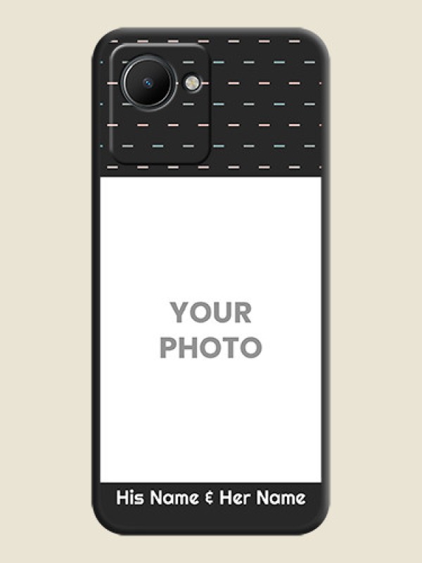 Custom Line Pattern Design with Text on Space Black Custom Soft Matte Phone Back Cover - Narzo 50i Prime - alternate view