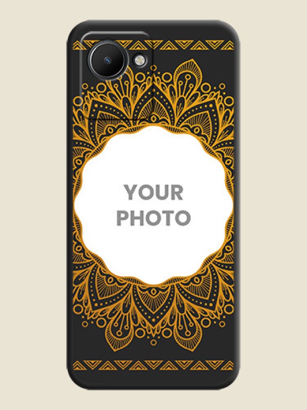 Custom Round Image with Floral Design on Photo on Space Black Soft Matte Mobile Cover - Narzo 50i Prime - alternate view