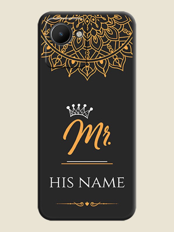 Custom Mr Name with Floral Design  on Personalised Space Black Soft Matte Cases - Narzo 50i Prime - alternate view