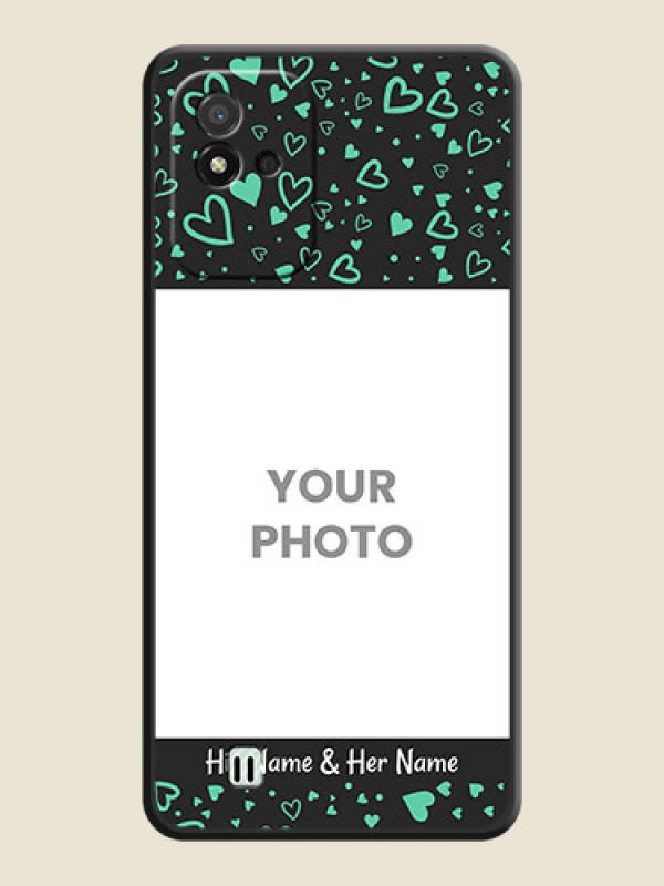 Custom Sea Green Indefinite Love Pattern on Photo on Space Black Soft Matte Mobile Cover - Realme Narzo 50i - alternate view