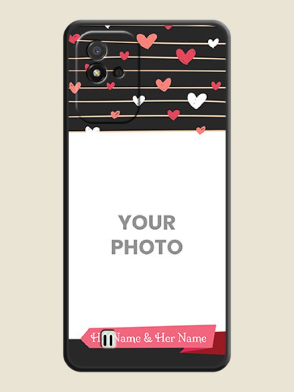 Custom Love Pattern with Name on Pink Ribbon  on Photo on Space Black Soft Matte Back Cover - Realme Narzo 50i - alternate view