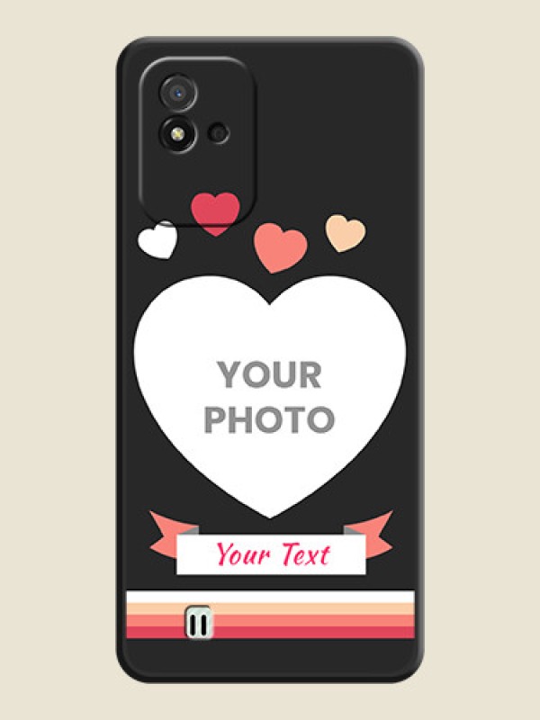 Custom Love Shaped Photo with Colorful Stripes on Personalised Space Black Soft Matte Cases - Realme Narzo 50i - alternate view