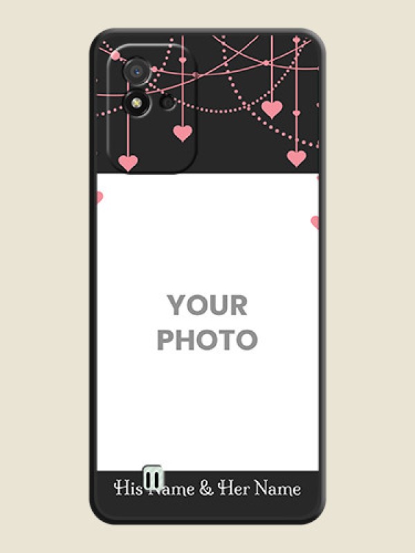 Custom Pink Love Hangings with Text on Space Black Custom Soft Matte Back Cover - Realme Narzo 50i - alternate view