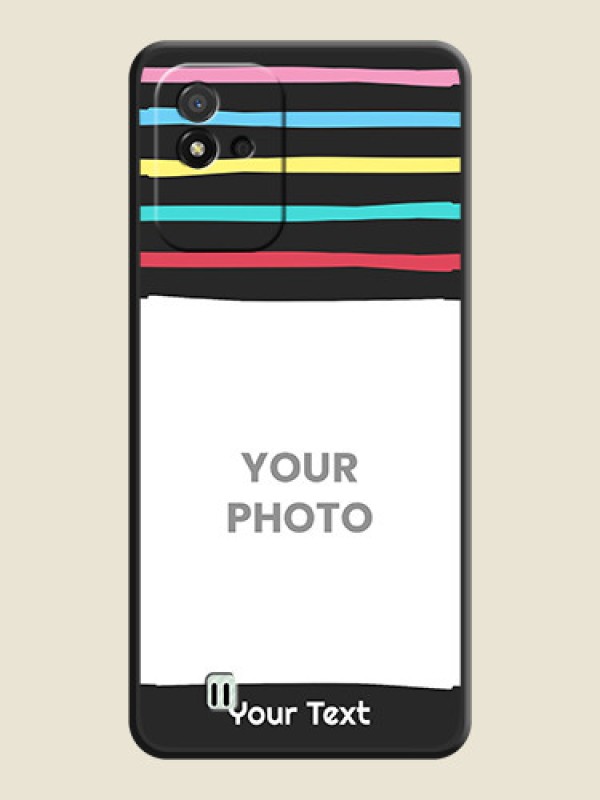 Custom Multicolor Lines with Image on Space Black Personalized Soft Matte Phone Covers - Realme Narzo 50i - alternate view