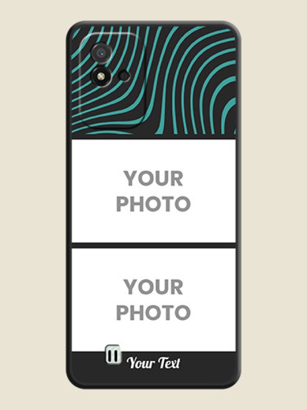 Custom Wave Pattern with 2 Image Holder on Space Black Personalized Soft Matte Phone Covers - Realme Narzo 50i - alternate view