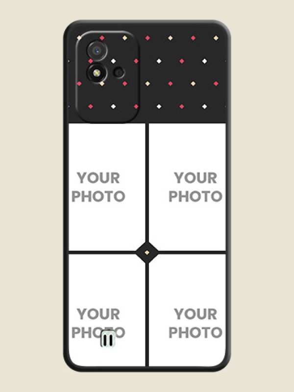 Custom Multicolor Dotted Pattern with 4 Image Holder on Space Black Custom Soft Matte Phone Cases - Realme Narzo 50i - alternate view
