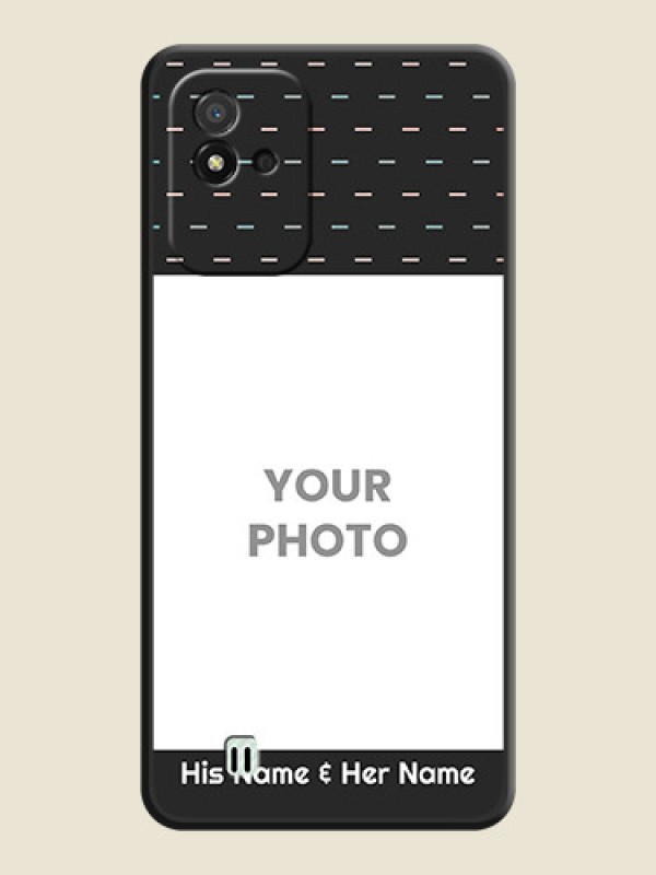 Custom Line Pattern Design with Text on Space Black Custom Soft Matte Phone Back Cover - Realme Narzo 50i - alternate view
