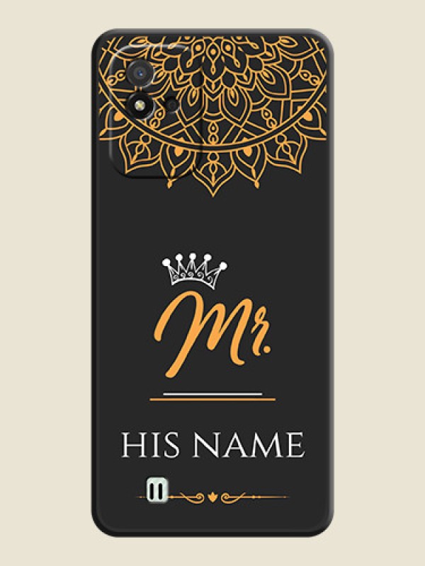 Custom Mr Name with Floral Design  on Personalised Space Black Soft Matte Cases - Realme Narzo 50i - alternate view