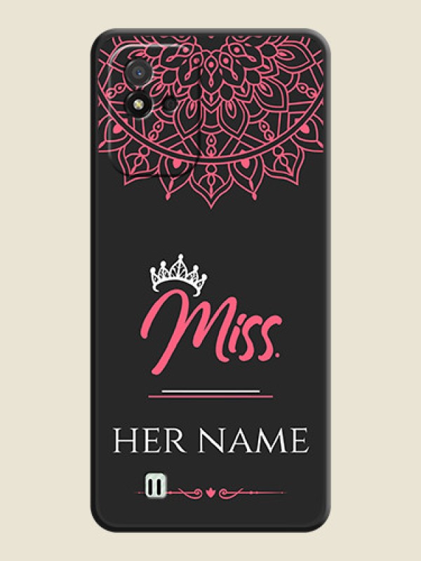 Custom Mrs Name with Floral Design on Space Black Personalized Soft Matte Phone Covers - Realme Narzo 50i - alternate view