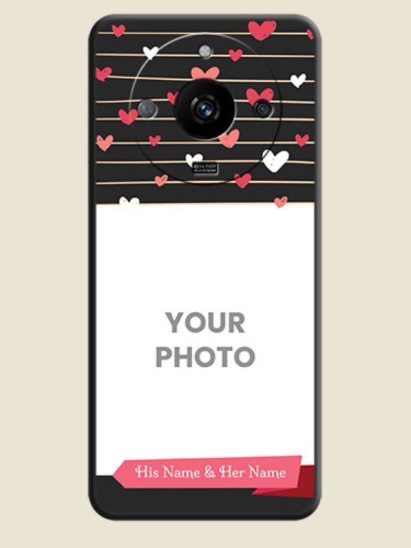 Custom Love Pattern with Name on Pink Ribbon - Photo on Space Black Soft Matte Back Cover - Realme Narzo 60 5G - alternate view