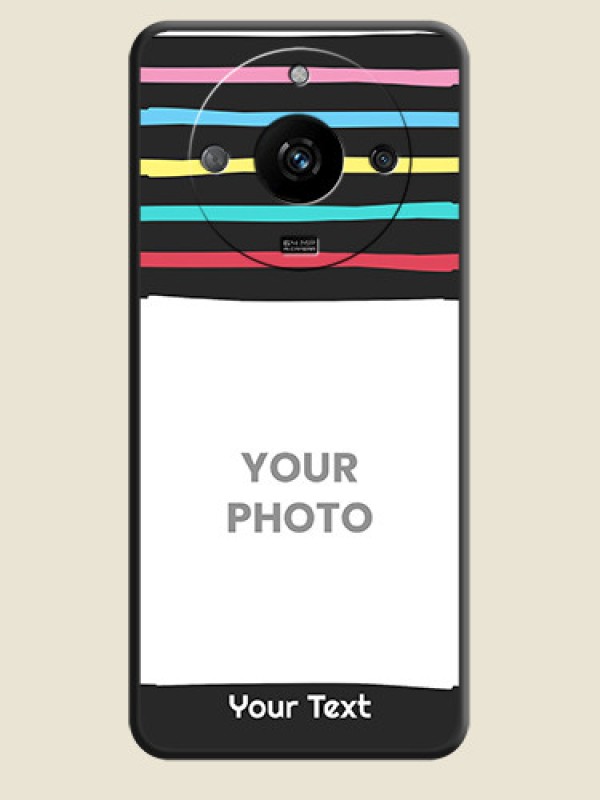 Custom Multicolor Lines with Image on Space Black Personalized Soft Matte Phone Covers - Realme Narzo 60 5G - alternate view