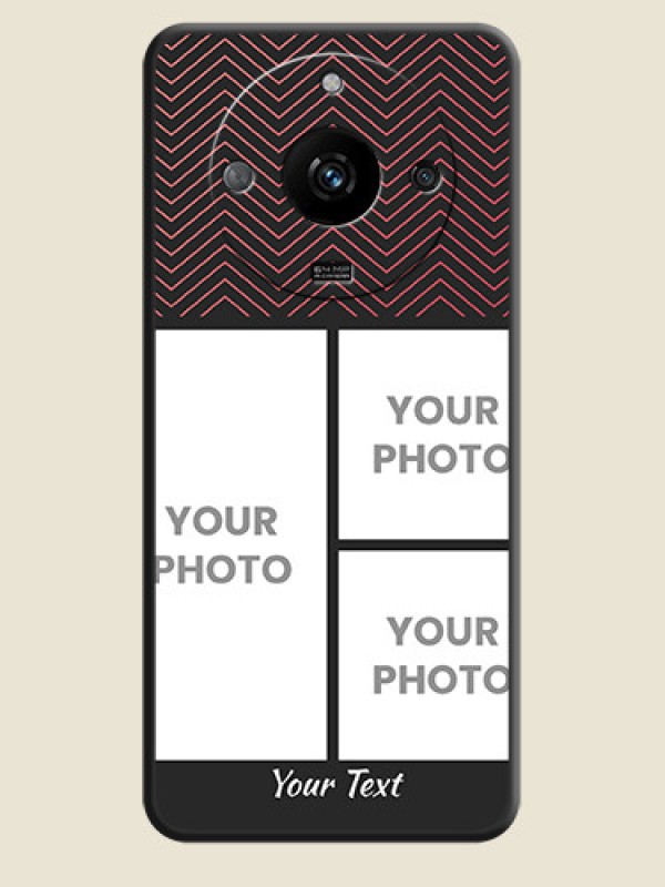 Custom Wave Pattern with 3 Image Holder on Space Black Custom Soft Matte Back Cover - Realme Narzo 60 5G - alternate view