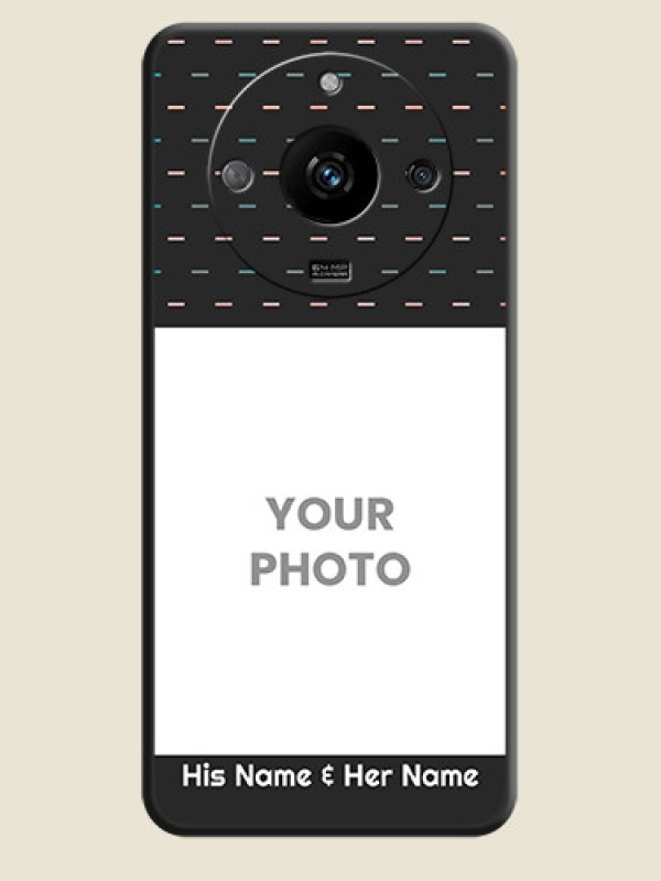 Custom Line Pattern Design with Text on Space Black Custom Soft Matte Phone Back Cover - Realme Narzo 60 5G - alternate view