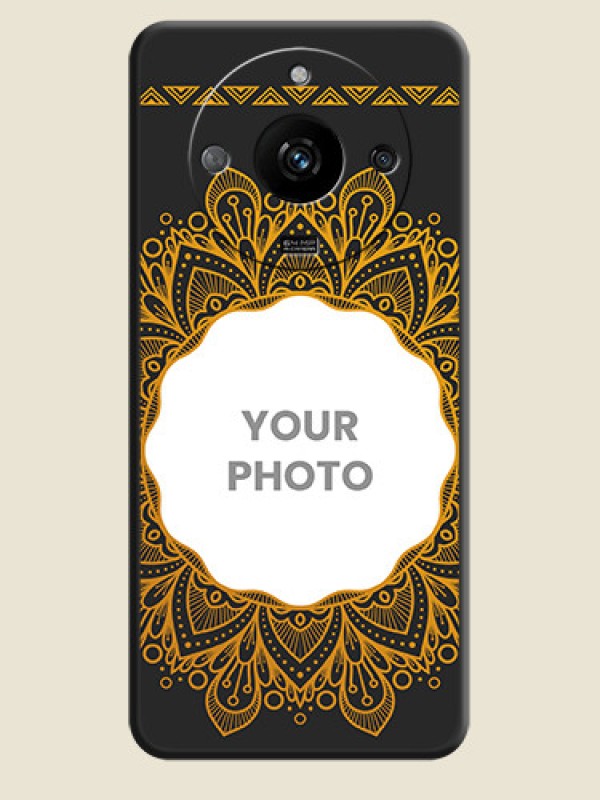 Custom Round Image with Floral Design - Photo on Space Black Soft Matte Mobile Cover - Realme Narzo 60 5G - alternate view