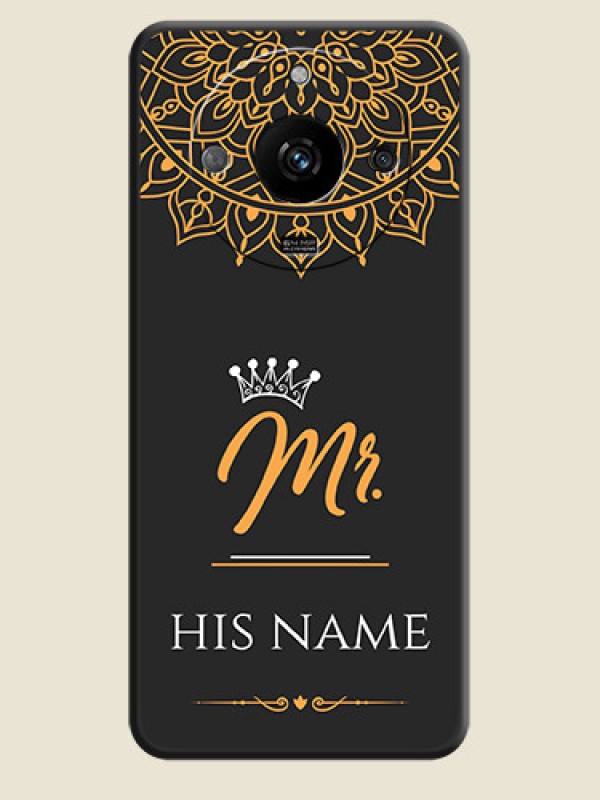 Custom Mr Name with Floral Design on Personalised Space Black Soft Matte Cases - Realme Narzo 60 5G - alternate view
