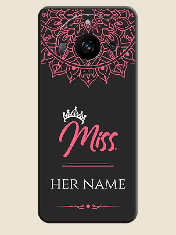 Custom Mrs Name with Floral Design on Space Black Personalized Soft Matte Phone Covers - Realme Narzo 60 5G - alternate view