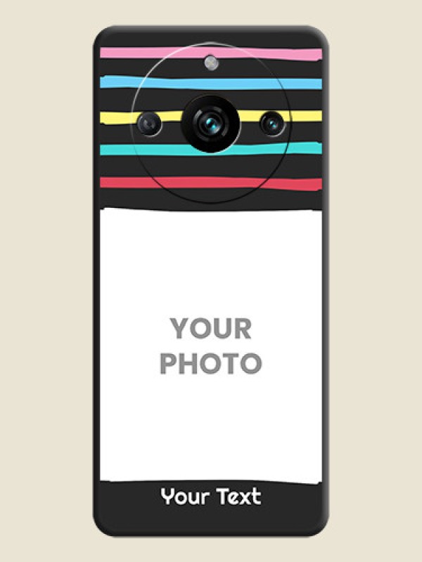 Custom Multicolor Lines with Image on Space Black Personalized Soft Matte Phone Covers - Narzo 60 Pro 5G - alternate view