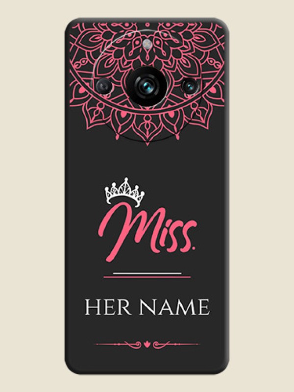 Custom Mrs Name with Floral Design on Space Black Personalized Soft Matte Phone Covers - Narzo 60 Pro 5G - alternate view