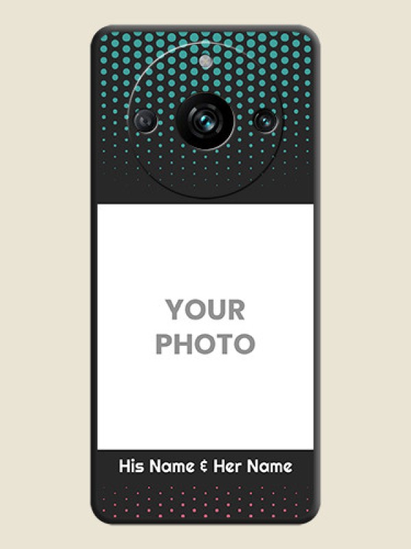 Custom Faded Dots with Grunge Photo Frame and Text on Space Black Custom Soft Matte Phone Cases - Narzo 60 Pro 5G - alternate view