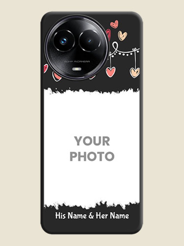 Custom Pink Love Hangings with Name On Space Black Custom Soft Matte Mobile Back Cover - Narzo 60X 5G - alternate view