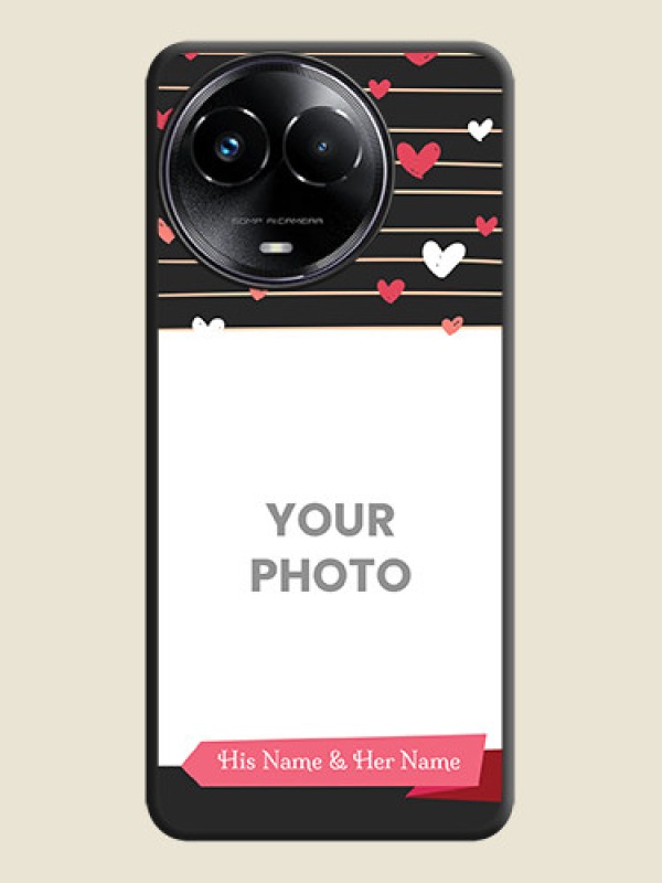 Custom Love Pattern with Name on Pink Ribbon  on Photo On Space Black Custom Soft Matte Mobile Back Cover - Narzo 60X 5G - alternate view