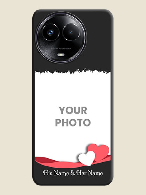 Custom Pin Color Love Shaped Ribbon Design with Text On Space Black Custom Soft Matte Mobile Back Cover - Narzo 60X 5G - alternate view