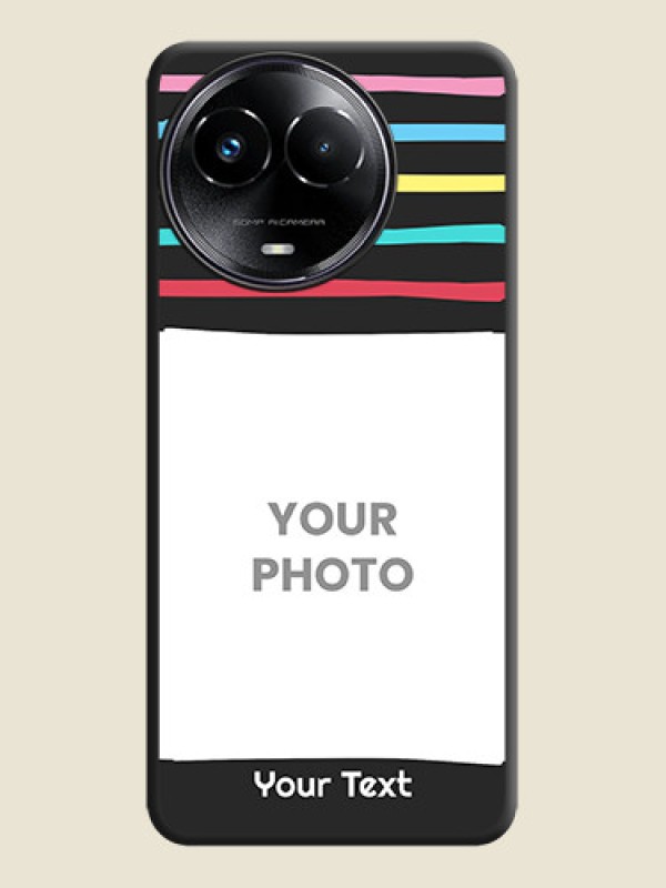 Custom Multicolor Lines with Image On Space Black Custom Soft Matte Mobile Back Cover - Narzo 60X 5G - alternate view
