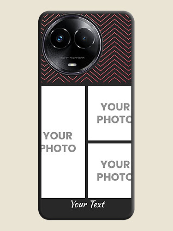 Custom Wave Pattern with 3 Image Holder On Space Black Custom Soft Matte Mobile Back Cover - Narzo 60X 5G - alternate view