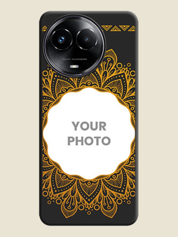 Custom Round Image with Floral Design On Space Black Custom Soft Matte Mobile Back Cover - Narzo 60X 5G - alternate view