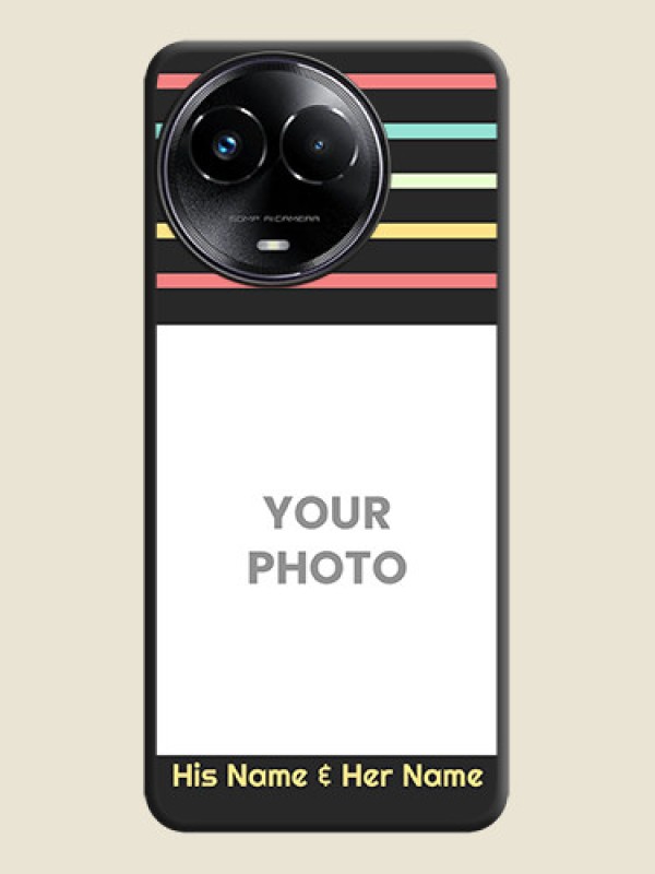 Custom Color Stripes with Photo and Text on Photo  On Space Black Custom Soft Matte Mobile Back Cover - Narzo 60X 5G - alternate view