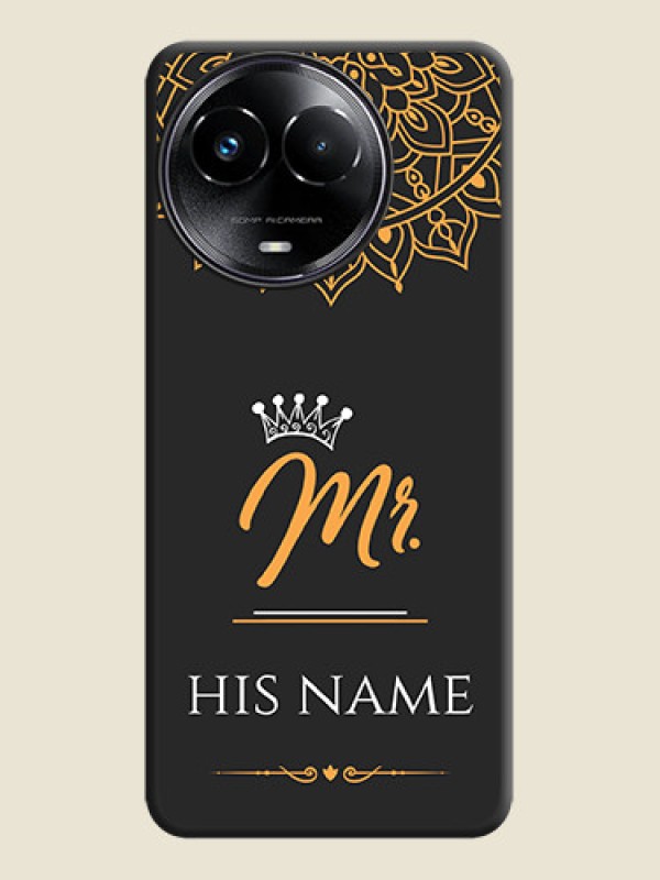 Custom Mr Name with Floral Design On Space Black Custom Soft Matte Mobile Back Cover - Narzo 60X 5G - alternate view