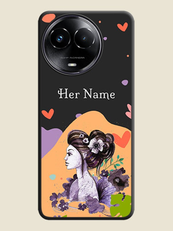 Custom Namecase For Her With Fancy Lady Image On Space Black Custom Soft Matte Mobile Back Cover - Narzo 60X 5G - alternate view