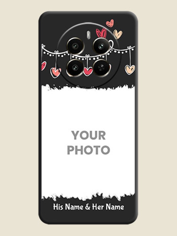Custom Pink Love Hangings with Name on Space Black Custom Soft Matte Phone Cases - Realme Narzo 70 5G - alternate view