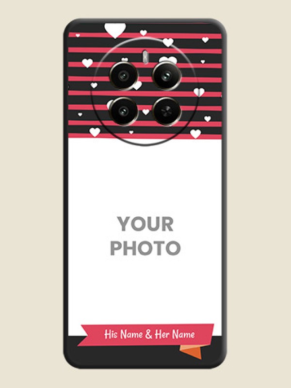 Custom White Color Love Symbols with Pink Lines Pattern on Space Black Custom Soft Matte Phone Cases - Realme Narzo 70 5G - alternate view