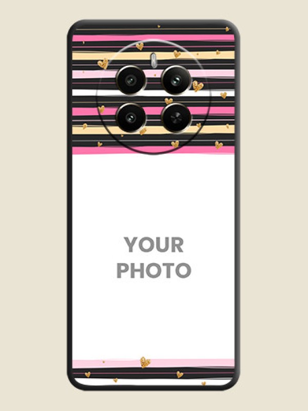 Custom Multicolor Lines and Golden Love Symbols Design - Photo on Space Black Soft Matte Mobile Cover - Realme Narzo 70 5G - alternate view
