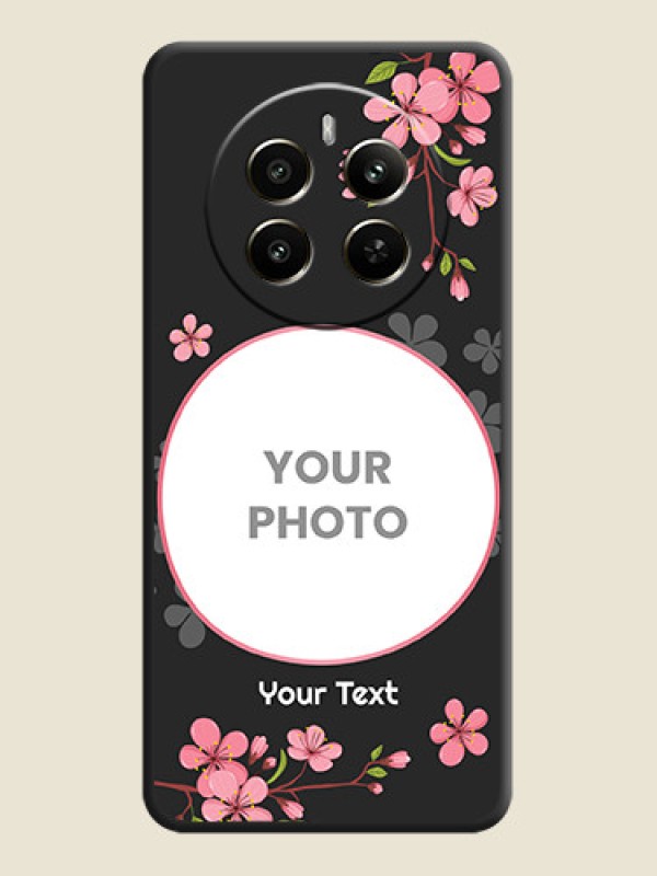 Custom Round Image with Pink Color Floral Design - Photo on Space Black Soft Matte Back Cover - Realme Narzo 70 5G - alternate view