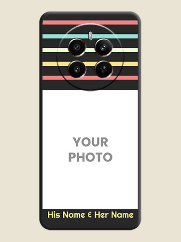 Custom Color Stripes with Photo and Text - Photo on Space Black Soft Matte Mobile Case - Realme Narzo 70 5G - alternate view