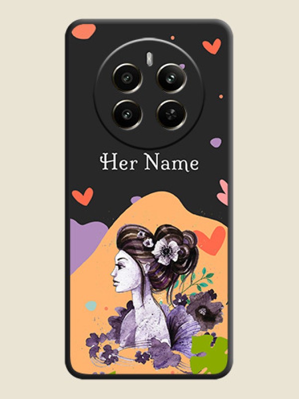 Custom Namecase For Her With Fancy Lady Image On Space Black Personalized Soft Matte Phone Covers - Realme Narzo 70 5G - alternate view