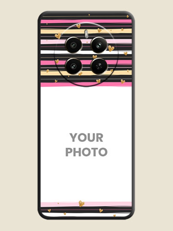 Custom Multicolor Lines and Golden Love Symbols Design - Photo on Space Black Soft Matte Mobile Cover - Narzo 70 Pro 5G - alternate view