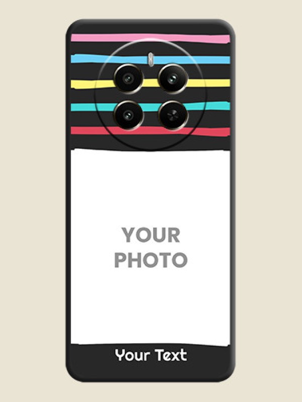 Custom Multicolor Lines with Image on Space Black Personalized Soft Matte Phone Covers - Narzo 70 Pro 5G - alternate view