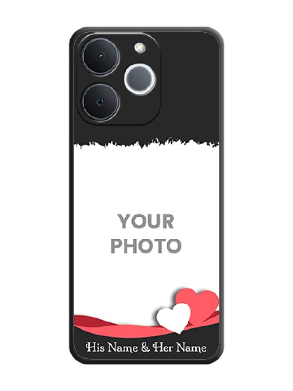 Custom Pin Color Love Shaped Ribbon Design with Text On Space Black Custom Soft Matte Mobile Back Cover - Realme Narzo 80 Lite 4G - alternate view