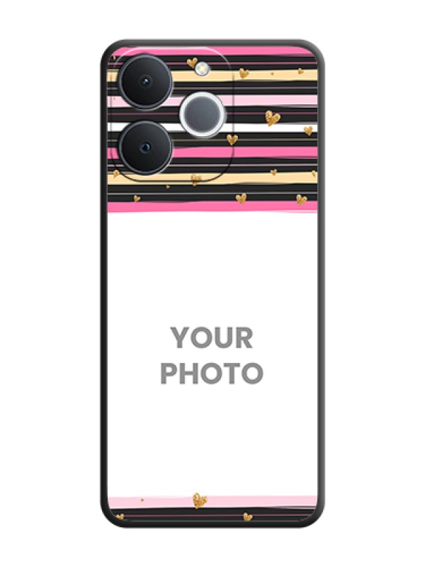 Custom Multicolor Lines and Golden Love Symbols Design on Photo On Space Black Custom Soft Matte Mobile Back Cover - Realme Narzo 80 Lite 4G - alternate view